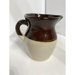Vintage RRP CO. Roseville Ohio USA Stoneware Pottery Mini Pitcher Two Tone Brown